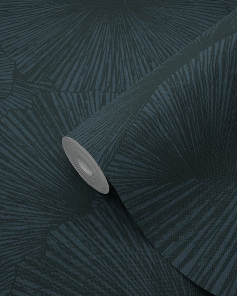 Origin Wallcoverings Tapete 3D Muster Blätter Dunkelblau - 50 x 900 cm - 348012