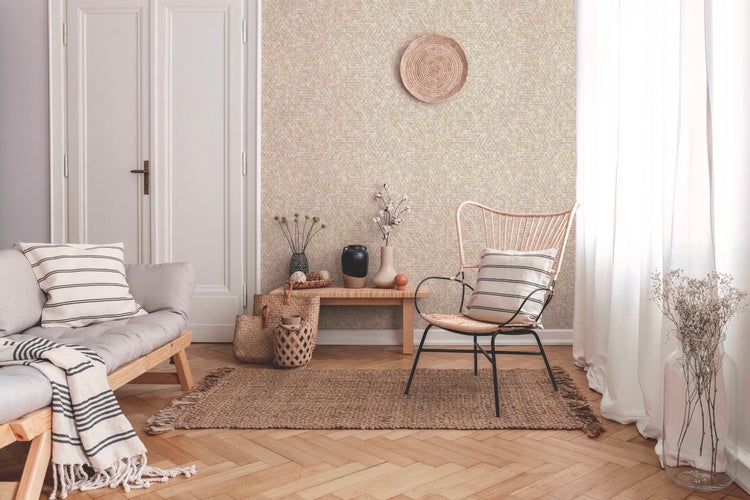 Sanders und Sanders Tapete grafische Linien Sandbeige - 53 cm x 10 m - 640511