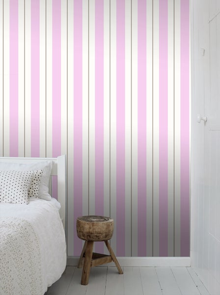 ESTAhome Tapete Streifen Rosa und Braun - 53 cm x 10.05 m - 136412