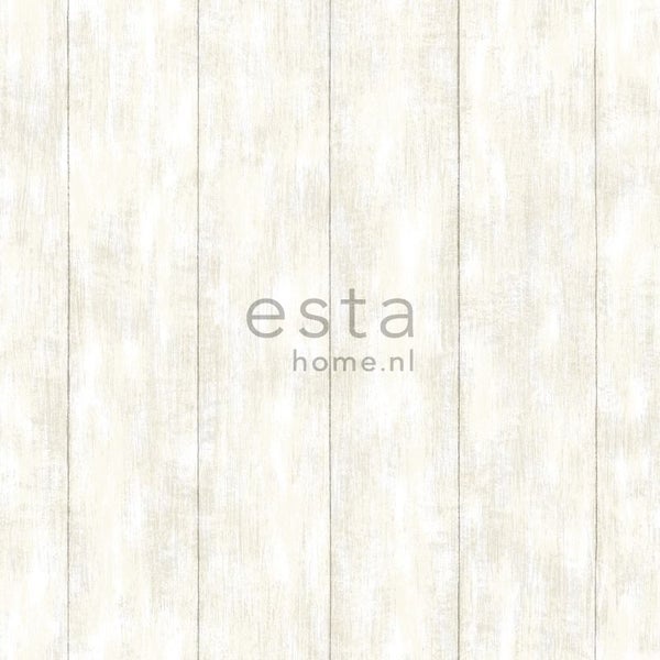 ESTAhome Tapete Holz-Optik Weiß - 53 cm x 10.05 m - 128006