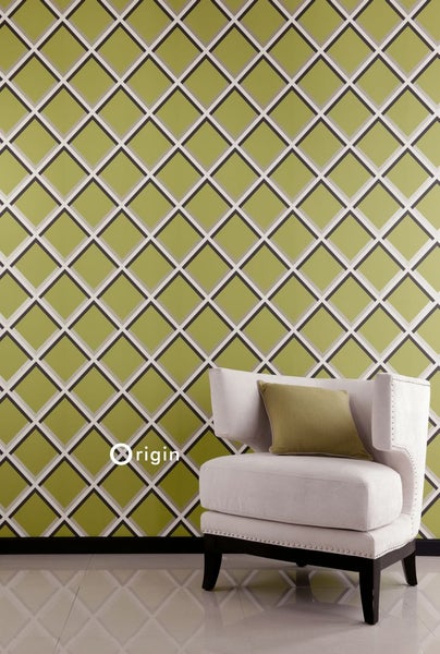 Origin Wallcoverings Tapete geometrisches Motiv Olivgrün - 52 cm x 10.05 m - 307125