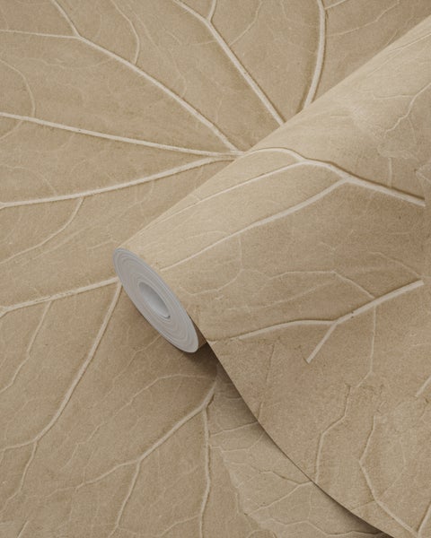 ESTAhome Tapete Blätter Sandbeige - 53 cm x 10.05 m - 139917
