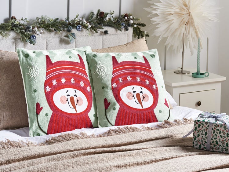 Dekokissen 2er Set CUPCAKE Baumwolle 45 x 45 cm Rot Weihnachtsmotiv