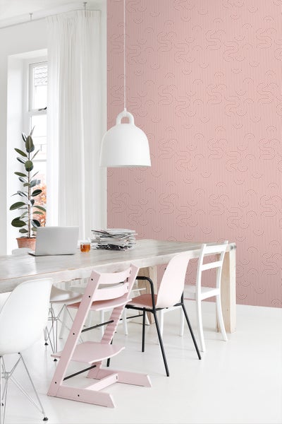 ESTAhome Tapete grafische Linien Altrosa - 50 x 900 cm - 131025