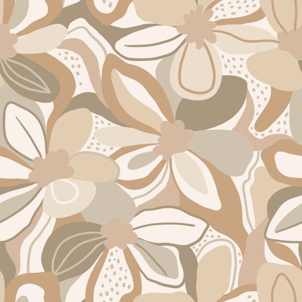 ESTAhome Tapete Blumenmuster Beige - 50 x 900 cm - 139628