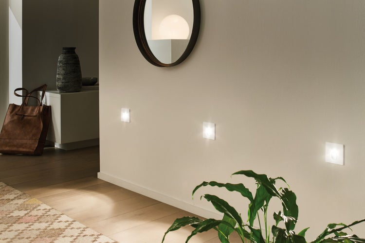 LED Wandeinbauleuchte Wall eckig 78x35mm 1,1W 65lm 230V 2700K Weiß