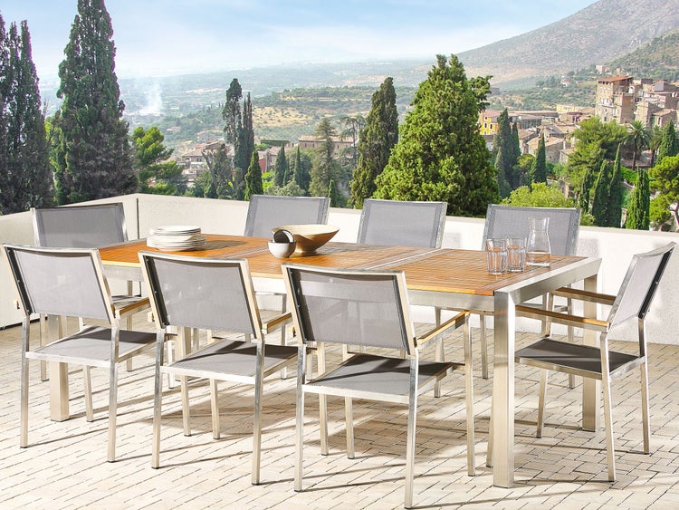 Gartenmöbel Set 8-Sitzer GROSSETO Eukalyptusholz Braun / Grau