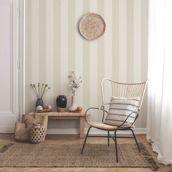 Sanders und Sanders Tapete Streifen Beige - 53 cm x 10.05 m - 640686