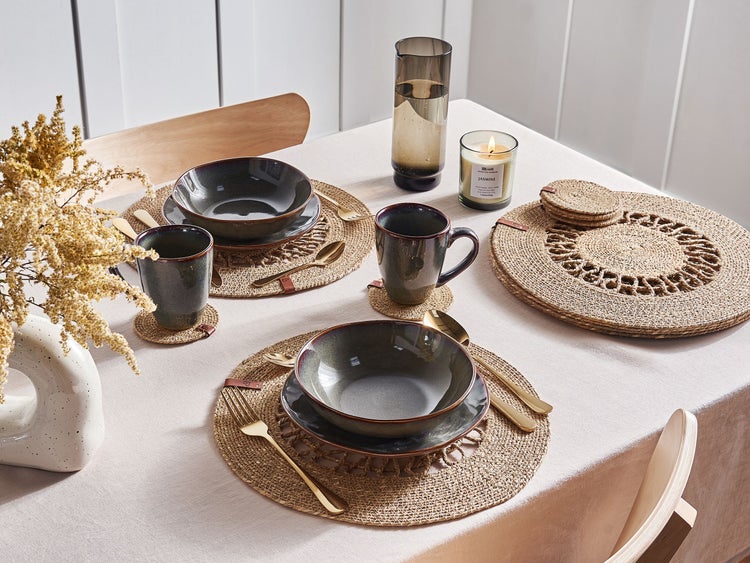 Tischset mit Untersetzern 12-teilig PEPPERBERRY Naturfarben Seegras