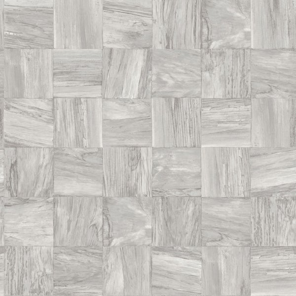 Origin Wallcoverings Tapete quadratische Holzstücke Hellgrau - 53 cm x 10.05 m - 347518