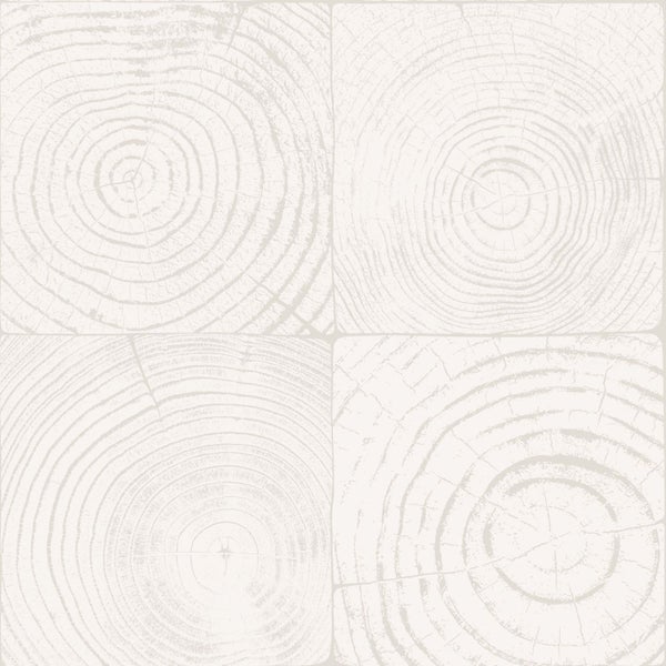 Origin Wallcoverings Tapete Querschnitte von Baumstämmen Elfenbeinweiß - 53 cm x 10.05 m - 347546