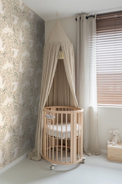 ESTAhome Tapete Schwäne Beige, Weiß und Graugrün - 53 cm x 10.05 m - 139797