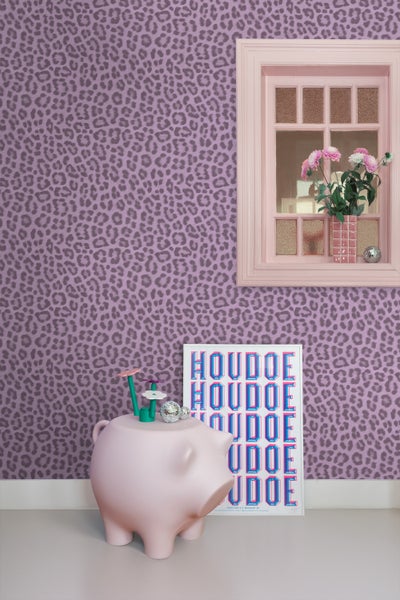 ESTAhome Tapete Leopardenmuster Violett - 50 x 900 cm - 131437