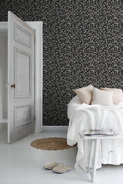 Borastapeter Tapete Blätter Schwarz und Weiß - 53 cm x 10.05 m - 660702