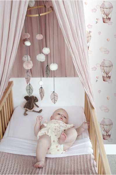 ESTAhome Tapete Luftballons Hellrosa und Beige - 50 x 900 cm - 131091