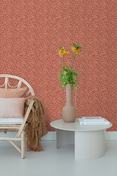 ESTAhome Tapete Blumen Terrakotta - 50 x 900 cm - 131671
