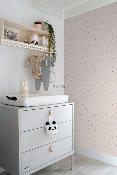 ESTAhome Tapete kleine Sterne Altrosa und Gold - 53 cm x 10.05 m - 139260