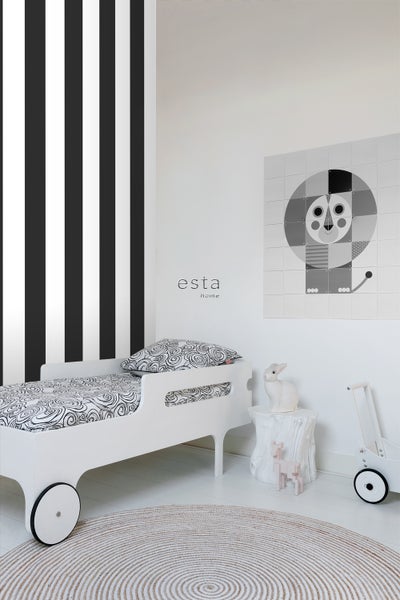 ESTAhome Tapete Streifen Schwarz-Weiß - 53 cm x 10.05 m - 139111