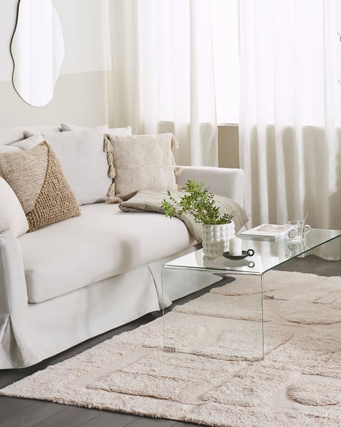 Teppich DIYADIN Beige 160 x 230 cm Baumwolle