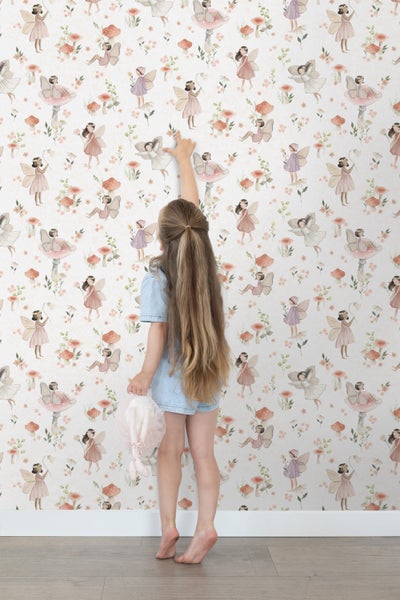 ESTAhome Tapete Elfen Rosa und Weiß - 50 x 900 cm - 131338
