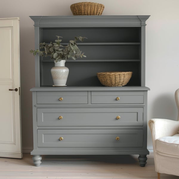 MissPompadour Kreidefarbe für Möbel grau 750ml, Calm Grey - Holzfarbe, Holzlack matt innen - Möbellack, Möbelfarbe ohne Schleifen - Kreidefarbe für Holz - CosyColours