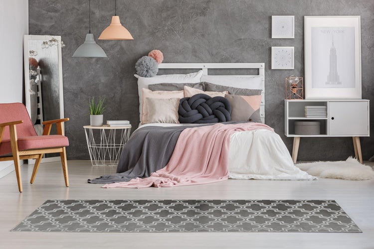 Kurzflor Teppich Blissique Anthrazit Modern, Klassisch 80 x 150 cm