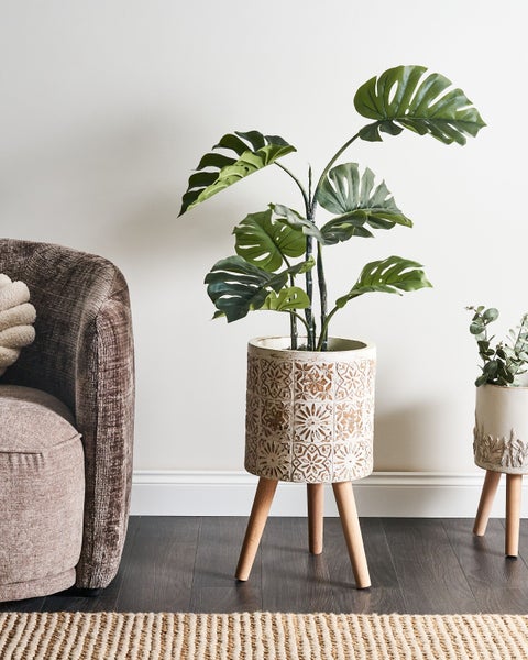 Blumentopf mit Beinen KARISTOS 36 cm Cremeweiß