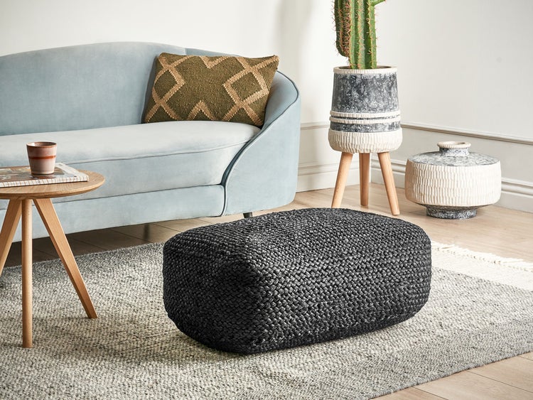 Pouf ISARDA Jute Schwarz 40 cm 70 cm 20 cm