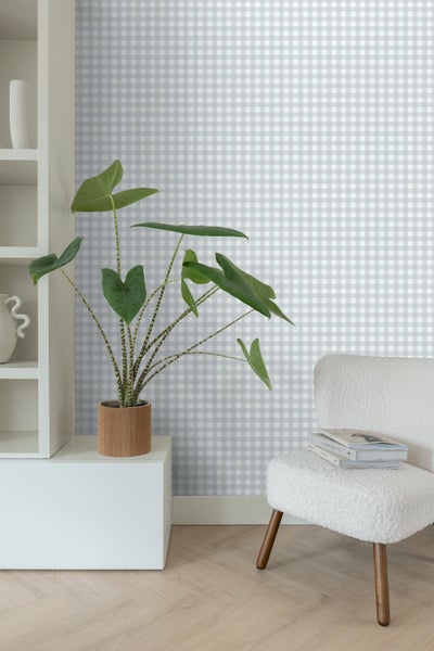 ESTAhome Tapete Karomuster Hellblau - 50 x 900 cm - 131298