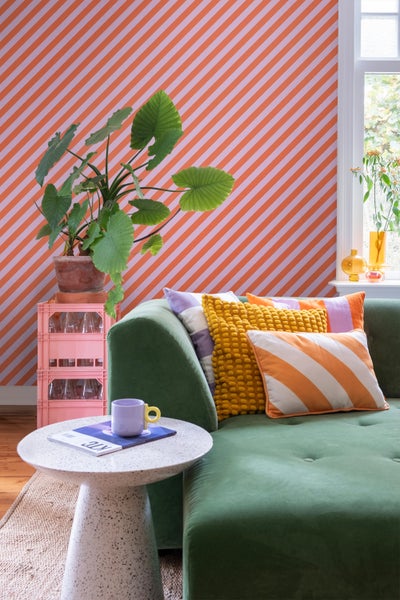 ESTAhome Tapete Streifen Violett und Orange - 53 cm x 10.05 m - 139956