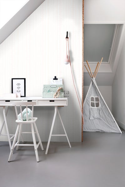 ESTAhome Tapete Perlen Weiß und Silber - 53 cm x 10.05 m - 138836