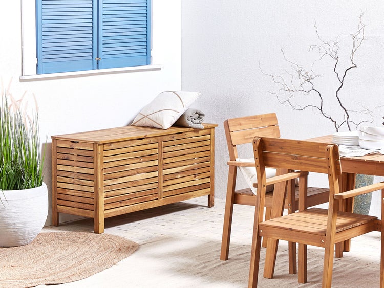 Aufbewahrungsbox RIVIERA Akazienholz 130 cm 48 cm Hellbraun