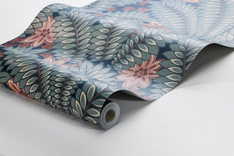 Borastapeter Tapete Blätter Graublau - 53 cm x 10.05 m - 660949