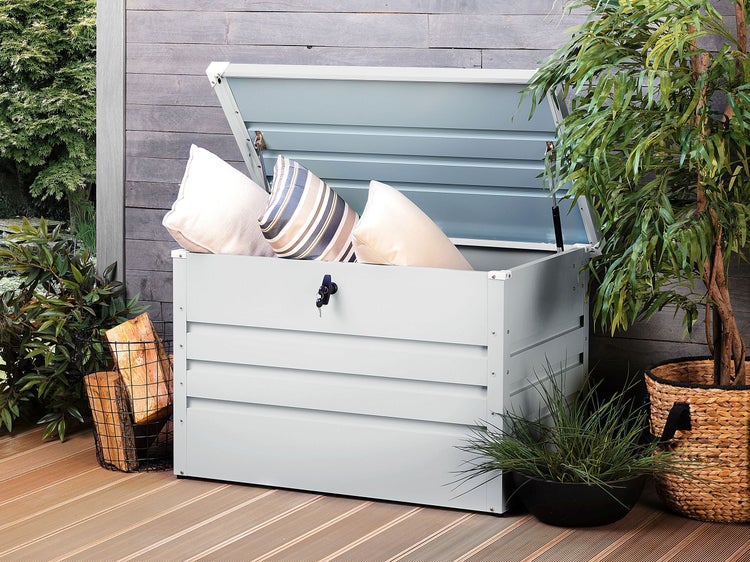 Gartentruhe aus Metall mit Schloss