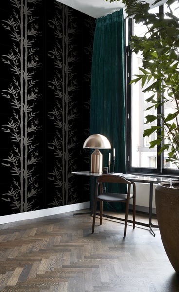 Origin Wallcoverings Tapete Bambusmuster Schwarz und Grau - 53 cm x 10.05 m - 345748