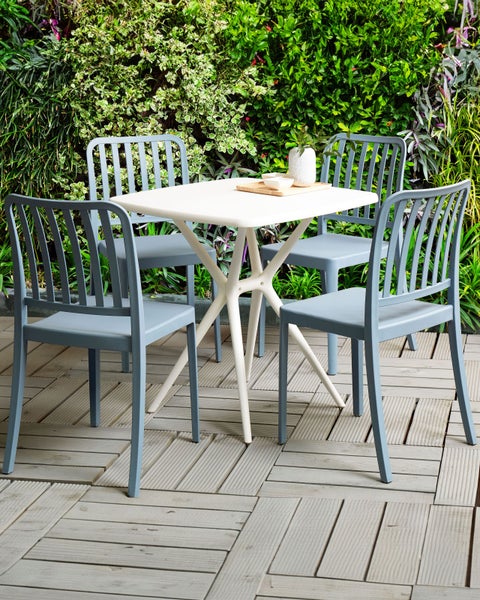 Gartenstuhl 4er Set SERSALE Kunststoff Blau