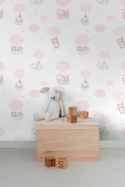 Sanders und Sanders Tapete Tiere Rosa und Weiß - 53 cm x 10 m - 640446