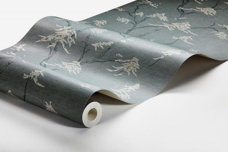 Borastapeter Tapete Blätter Graublau - 53 cm x 10.05 m - 660288