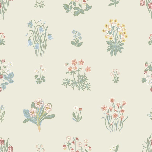 Borastapeter Tapete Blumen Grün und Mehrfarbig - 53 cm x 10.05 m - 662680