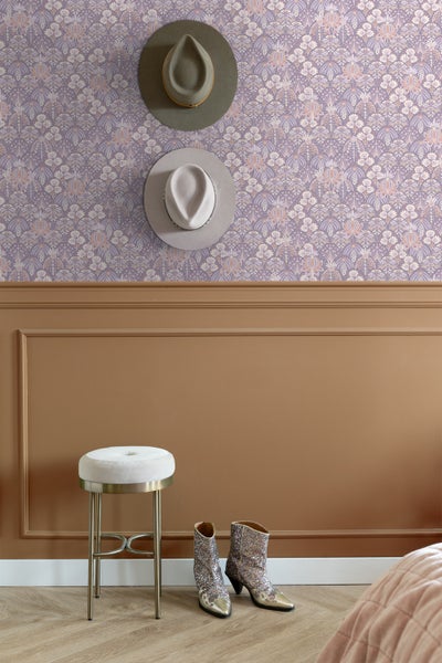 ESTAhome Tapete Blumenmuster im Jugendstil Violett - 50 x 900 cm - 130970