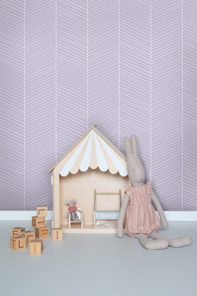 ESTAhome Tapete Fischgrätmuster Violett - 53 cm x 10.05 m - 139451