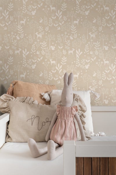 ESTAhome Tapete Wald mit Waldtieren Beige - 53 cm x 10.05 m - 139757
