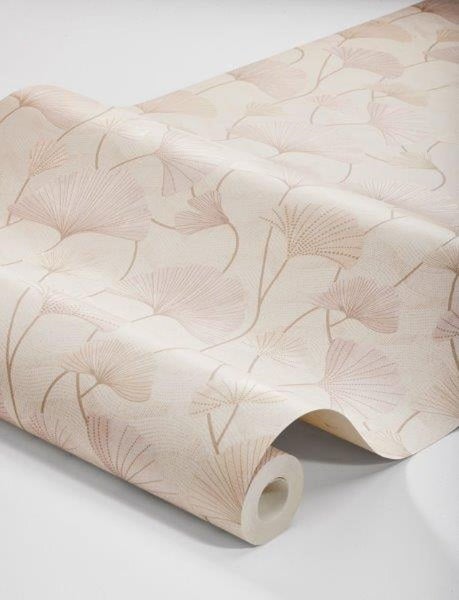 Borastapeter Tapete Ginkgoblätter Rosa - 53 cm x 10.05 m - 660865
