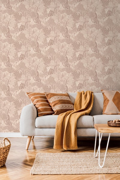 ESTAhome Tapete Bäumen und Blumen Altrosa - 50 x 900 cm - 131649