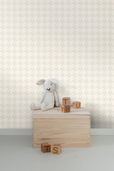 Origin Wallcoverings Tapete Hahnentritt-Muster Weiß und Silber - 53 cm x 10.05 m - 346842