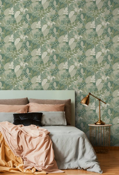 ESTAhome Tapete Blätter Mintgrün - 50 x 900 cm - 139848
