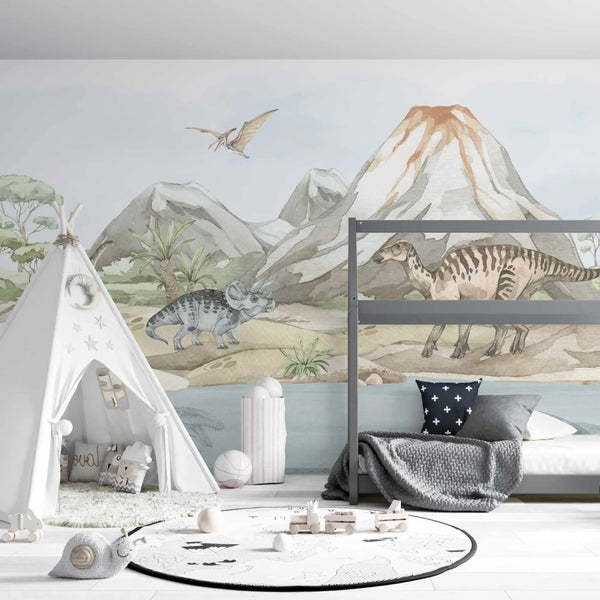 Kindertapete Pastell Dinosaurier 500 x 250 cm