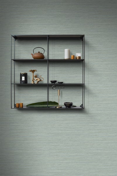 Origin Wallcoverings Tapete Gewebeoptik Seladongrün - 0,53 x 10,05 m - 347654