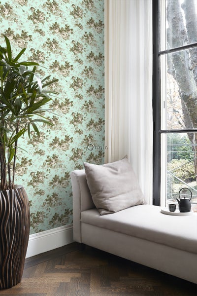 Origin Wallcoverings Tapete Rosen Meeresgrün - 53 cm x 10.05 m - 326143