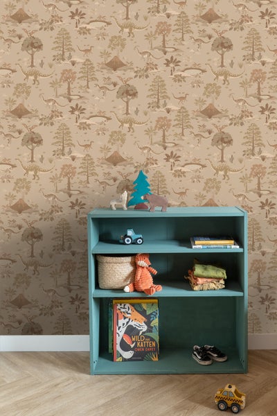 ESTAhome Tapete Dinosaurier Braun - 50 x 900 cm - 131658